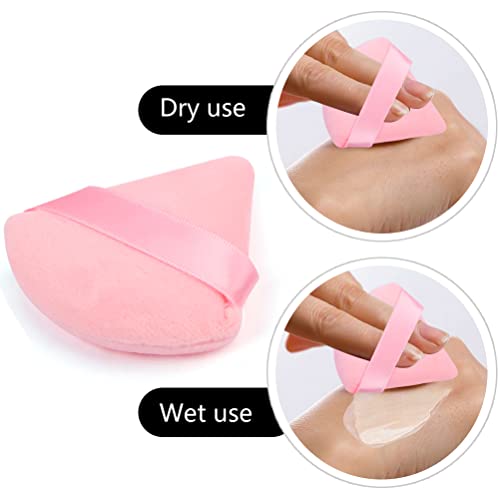 Pimoys 6 Pieces Powder Puff Face Soft Triangle Makeup Puffs For Loose/ Mineral Powder Body Powder Velour Cosmetic Foundation Sponges Beauty Tools(Pink) #TOP3
