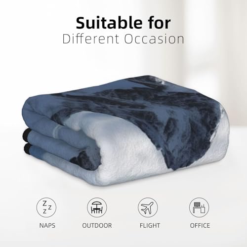 Couverture polaire montagne enneigée flanelle douce pour lit et canapé