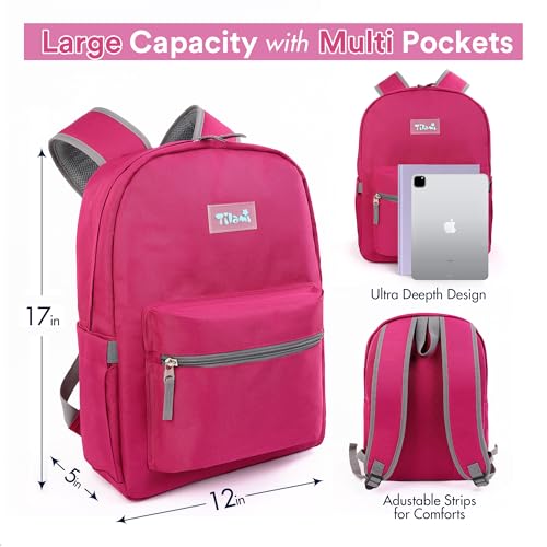 Tilami 20L Basic Backpack,17 inch Laptop Backpack for Travel,Water Resistant Bookbag,Plum Red4