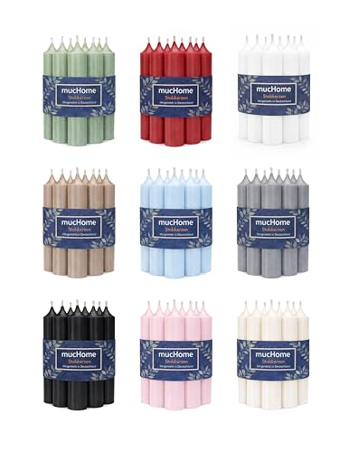 mucHome Stabkerzen 8er Set – Made in Germany – Ø 2,2 x 11 cm – durchgefärbte Premium Tafelkerzen mit ca. 4 Std. Brenndauer (Pastellblau)