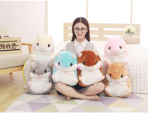 YunNasi 2 in 1 Hamster Kuscheltier Plüschtier Hamster Kissen mit Kuscheldecke Super Süßes Geschenk für Kinder und Freundin 50cmX30cm (Hellbraun)