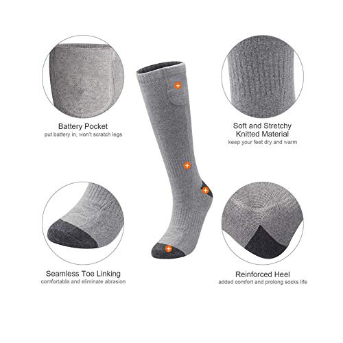 Queta Heated Socks Unisex Heated Socks Electric Thermal Socks Rechargeable Heated Knee Socks for Men Women Winter Foot Warmer for Outdoor Ski Hiking Motorcycle Hunting Snowballs - Image 6