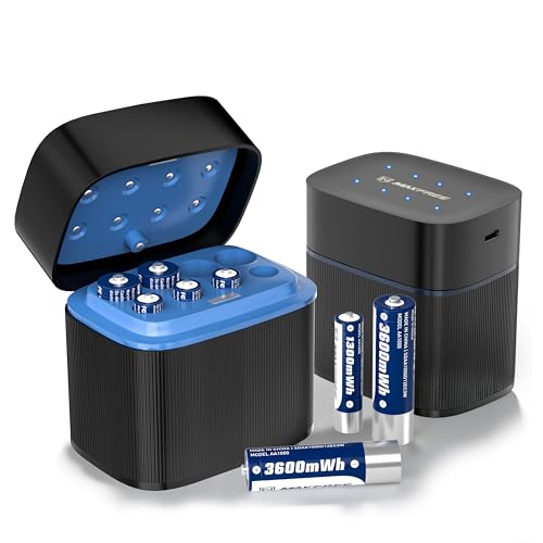 Maxfree Rechargeable 4 AAA and 4 AA Batteries Lithium with Charger 8-Pack