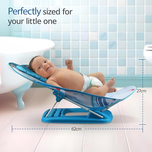 LuvLap Happy Wheels Baby Bather for Baby 0-6 Months, New Born Baby Bath Chair, 3 Position Adjustable, Washable Soft Mesh, Large Seat (Multicolor)