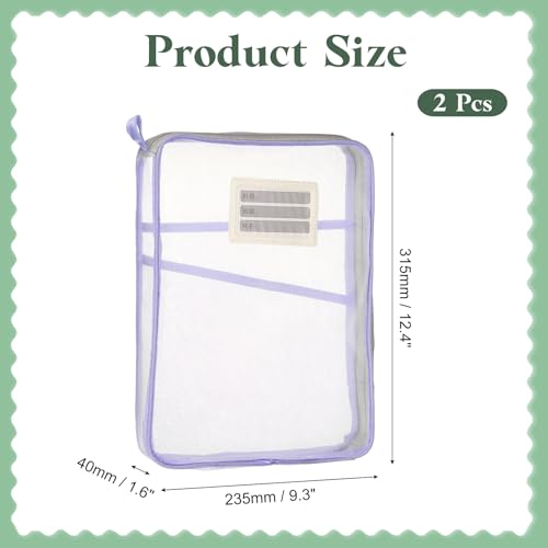 Pochette filet à fermeture éclair A4 rangement transparent violet bureau