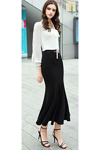ebossy Women's Bodycon Stretchy High Waist Party OL Fishtail Mermaid Long Skirt2