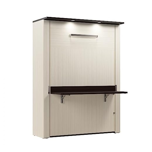 Bestar Lumina Full Murphy Bed with Desk, White Chocolate