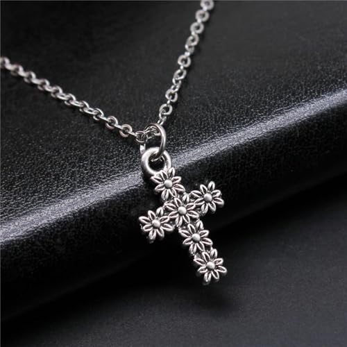 Collar de cruz para niñas el regalo de joyería perfecto con colgante de flor clásico 3
