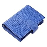 Smartfee Leather Personal Organizer Planner – 6 Rings Notebook Binder with Flyleaf, 30mm Gold Ring, Croc Print Leather（Croc blue)