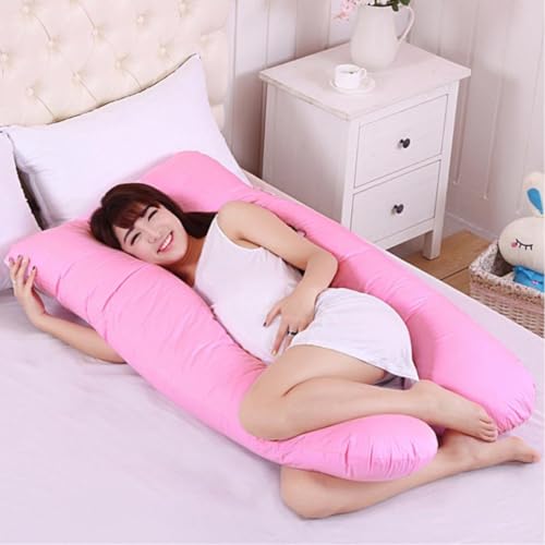 Travesseiro Almofada para Grávidas, Formato de U, Confortável (Rosa)