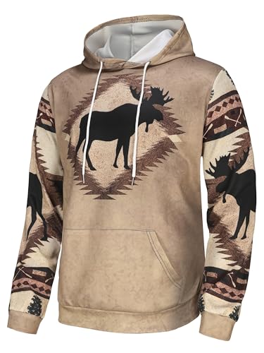 Tenna Teki Plus Size Mens Fashionable Deer Pattern Hoodie - Relaxed Fit and Ultra-Soft2