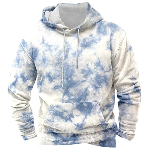 Sudaderas Hombres con Capucha, Pullover Hoodie Sudadera Deportiva con Capucha y Estampado Tie-Dye para Estilo Athleisure