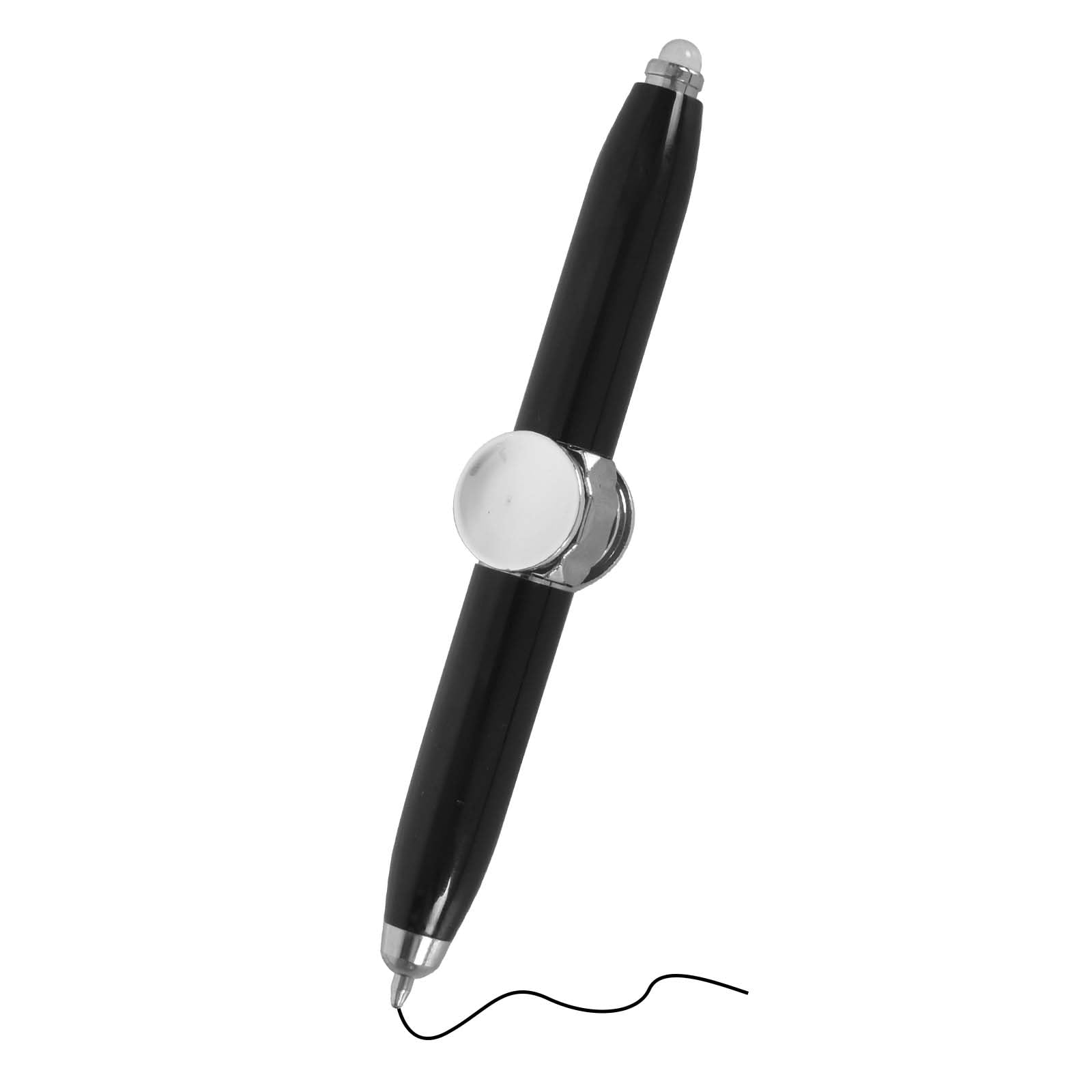 Metal Spinning Pen with LED Light, Luminous Gyro Ballpoint Pen, Illuminated Pen, Ballpoint Pen Gift Pen, Fidget Pens for Adults and Children (Black)
