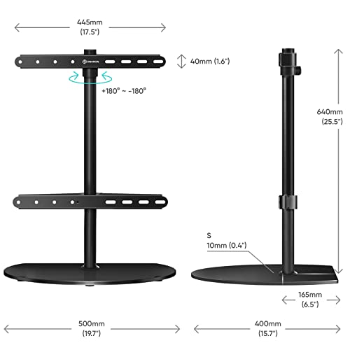 ONKRON Supporto TV da Tavolo da 32 a 65 pollici - Piedistallo TV da Scrivania con Peso fino a 35 kg - Staffa per TV con max VESA 400x400 mm/ Base Girevole per TV con Altezza Regolabile PT2-B Nero - 5