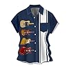 Generisch Men's Guitar Bowling Shirt - Short Sleeve Casual Rock 'n' Roll Style Casual Shirt | Casual Rockabilly Shirt for Musicians and Fans, style_f01 black, 4XL #1