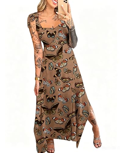 Image of Womens Summer Dresses Sleeveless Casual Sundress with Tie Straps Women's Maxi Beach Dress Vacation Outfits for Woman