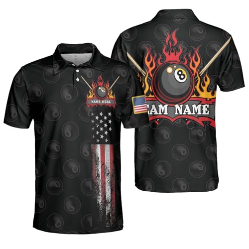 GABITA Personalized Billiards Polo Shirt, Pool Shirts for Men Billiards, 8 Ball Pool Shirt, Billiard Jerseys for Men Women