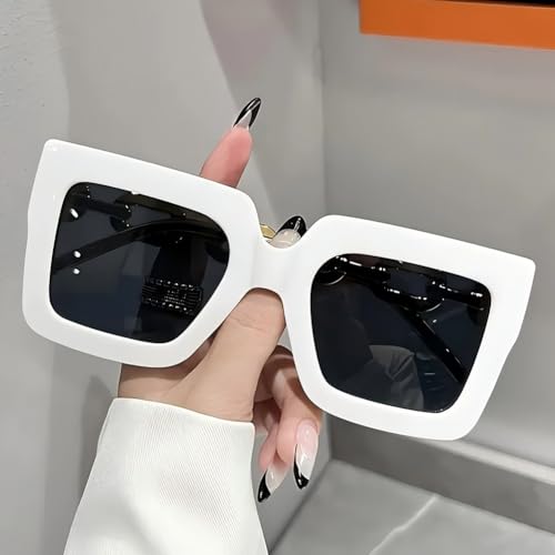 Ladies' Oversized Square Fashion Sunglasses - Unique Candy Colored Anti Glare Lenses, Gold Decoration