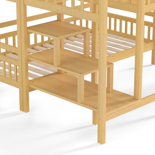 Image of Bellemave Bunk beds Full Over Full with Storage Stairs,Two Placement Methods,House bunk Bed, White