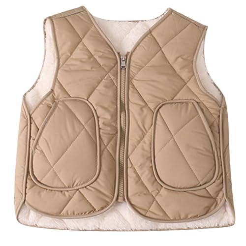 Skijacke Jungen 152, Daunenweste Für Jungen, Warm, Mit Fleece Gefüttert, Ärmellose Jacke Für Kinder Und Jugendliche, Isolierte, Gepolsterte Oberbekleidung (Khaki, 11-12 Years)