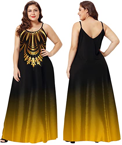 Image of Wolddress Womens Maxi Dress with Pockets 2026 Casual Strap Plus Size Loose Plain Long Office Summer Beach Travel Dresses S-5X