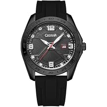 ساعة رجالية كبيرة مقاومة للماء ذات وجه كبير رياضية أنيقة للأعمال العسكرية تناظرية كوارتز تقويم التاريخ مع سوار سيليكون ساعات يد
