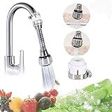 ✔ 2er-Set 360-Grad-Schwenkarmatur mit wassersparendem Durchflussdesign - weicher Sprudelstrahl und starker Sprühstrahl (schwarzen Gummiring bei der Installation nicht vergessen)