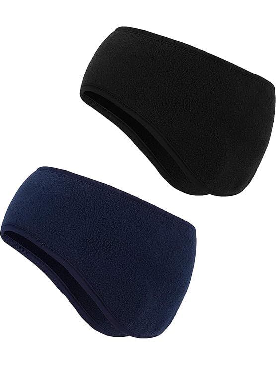 Image of Fleece Ear Warmers /Muffs Headband for Men & Women & Kids Perfect for Cycling Skiing Workout Yoga Running & Riding Motorcycle in Winter - Stay Warm & Performance Stretch