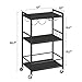 TUTOTAK Bar Cart, Home Bar Serving Cart, Microwave Cart, Drink Cart, Mobile Kitchen Shelf with Wine Rack and Glass Holder, Rolling Beverage Cart Living Room, Kitchen, Black BC01BK032