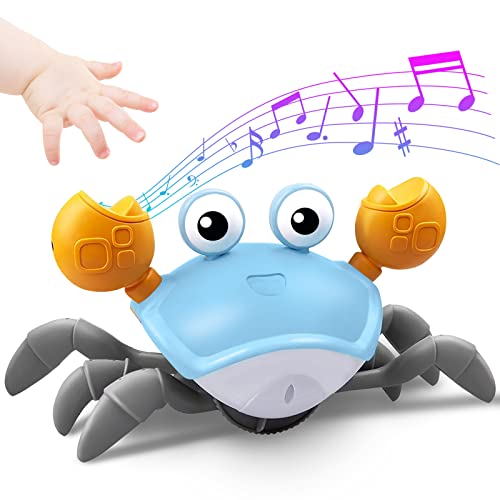 Image of Plnmlls Crawling Crab Baby Toy - Tummy Time Toys-with Music and LED Light,Walking Crab Toy for 0-6 6-12 12-18 36 Months Walking Toddler Birthday Gift(Sky Blue)