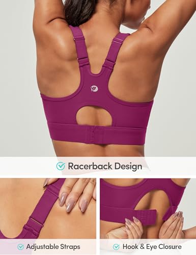 Image of IUGA High Impact Sports Bras for Women High Support Racerback Sports Bra with Sewn-in Pads Adjustable Straps