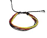 Multicolored Multi Strand String Waterproof Adjustable Pull Tie Bracelet - Unisex Fashion Handmade Jewelry Boho Accessories (Red/Green/Yellow(Rasta))