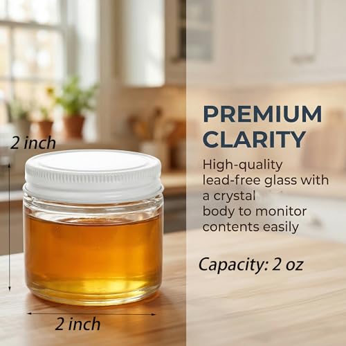 TOPZEA 30 Pack Small Glass Jars with Lids, 2 Oz Round Clear Straight Sided Canning Jars Spice Jars Mason Jars Food Container for Cream, Lotions, Ointments, Herbs, Spices and Wedding Favor by TOPZEA - Image 2