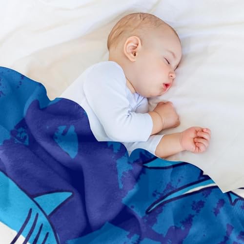 Couverture requin bleu en polaire microfibre douce 150x130cm - 7