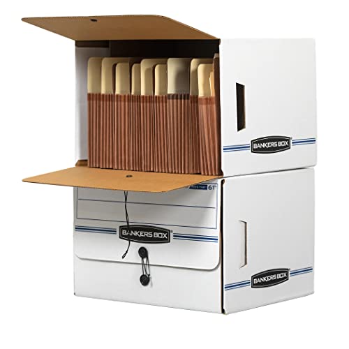 Bankers Box Side-Tab Drop Front Storage Boxes, Standard Set-Up, String And Button, Letter, 15 1/4 X 13 1/2 X 10 3/4 Inches, Case Of 12 (00061) #TOP1