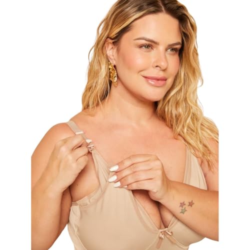 Sutiã amamentação gestante grávida alça ajustável reforçado (BR, Numérico, 50, Regular, Padrão, Bege