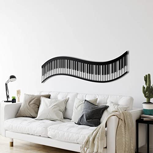 Herrlich Homes Metal Wall Art Metal Piano Decor Music Decoration Metal Wall Hangings (24" W x 7" H/60cmx17cm)
