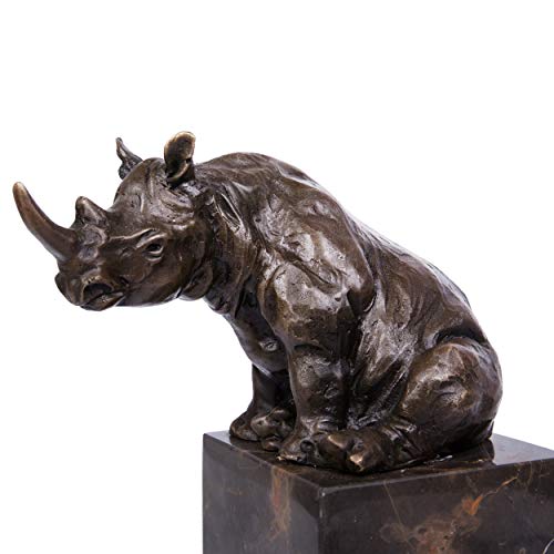 Toperkin Tpal-279 African Rhino Statue Rhinoceros Figurine Garden Statue, 8 Inch, Bronze #TOP6