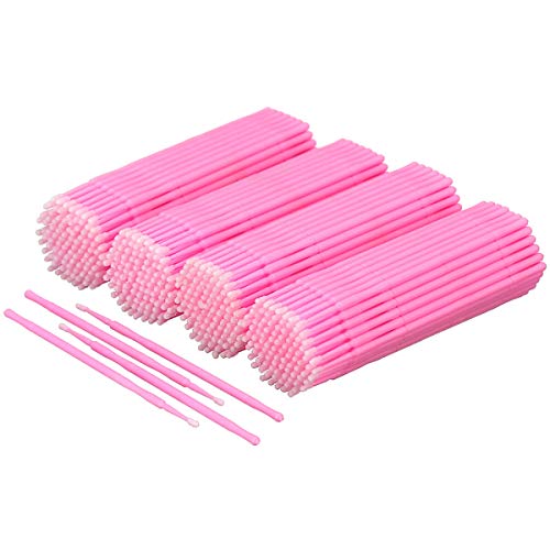 Akstore 400 PCS Disposable Micro Applicators Brush Eyelash Extension Individual Applicators Mascara Brush for Make up and Clean and Compatible and Personal Care (Pink)
