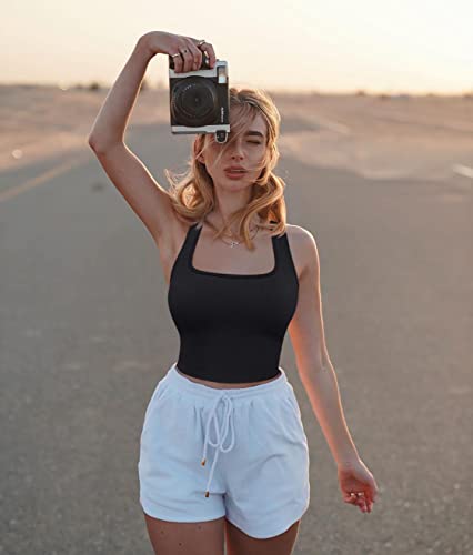 Oqq Women's 3 Piece Crop Top Ribbed Seamless Workout Tank Strapless Tube Exercise, Black, Medium #TOP1