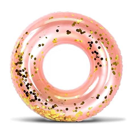CoTa Global Inflatable Pool Float Tube Confetti 36 Inches Premium Swim Ring Heavy Duty Vinyl Flotation Pool Floats Toy for The Beach, Party, Vacation, UV Resistant - Pool Party (Rose Gold) Cover