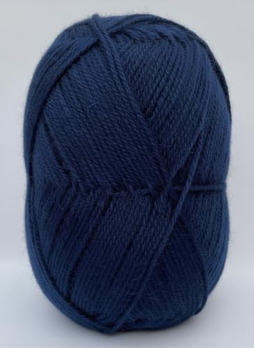 Image of Vardhman BigBoss Knitting Yarn - 200g Ball, 575m, 84% Acrylic + 16% Nylon, 3-Ply DK Weight, Soft & Durable Wool for Knitting, Craft, babywear, blanket, winter wear; threads for crochet hook needle - Boss-09 - Navy Blue