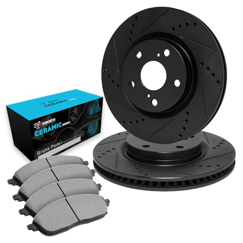 Image of R1 Concepts Front Brake Kit Fits 2013-2015 Mazda CX-5| Ceramic Brake Pads and Drilled Slotted Brake Rotors| 11.7 inch Front