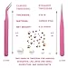 Pink Rhinestone Picker Tool Set - 2 Pcs Dual-Head Wax Pens with 2 Wax Tips and 2 Pink Tweezers, Wax Pencil for Rhinestones, Crystal Diamond Pickup Tool for Nail Art, Gem and Crystal Application Kit
