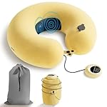 Inflatable Massage Travel Pillow – 6-Mode Adjustable Vibration, Soft Neck Support Cushion for Airplane, Car, Office & Home, Easy to Inflate & Carry