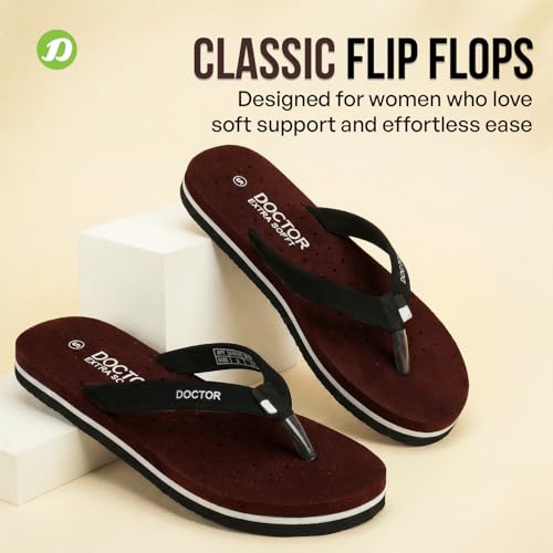 Image of DOCTOR EXTRA SOFT House Slipper for Women's Care Dr Orthopaedic Super Comfort Fitting Flat Cushion Chappal Flip-Flop for Ladies & Girl's