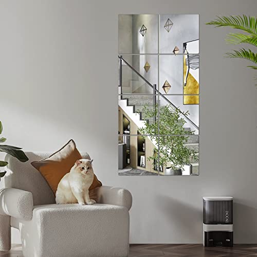 Jeoyoo Full Length Wall Mirror Tiles, 8'' X 8'' X 8 Pcs, Frameless Full Body Mirror Tiles For Bedroom,Shatterproof Non Glass Mirrors Wall Mounted For Home Gym, Over The Door, Kids Mirror，32"X16" #TOP4
