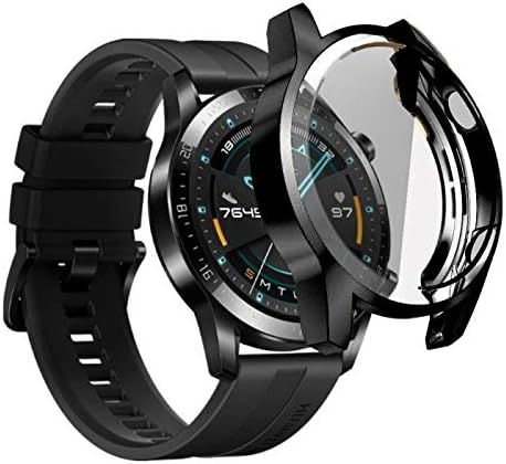 Amazon.com: KAAGGF Funda de reloj para Huawei Watch GT 2 de 1.811 in, funda  de silicona suave TPU para reloj, accesorios de marco protector para GT2 de  1.654 in TXTB1 (color negro,