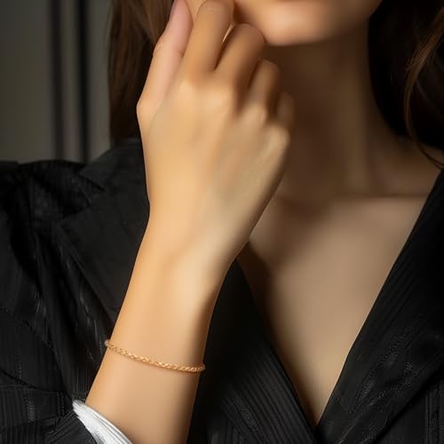 14K Gold Rope Chain Bracelet for Women and Men Dense Design Gold Jewelry Gifts Available in Sizes 6.5-9 Inches4