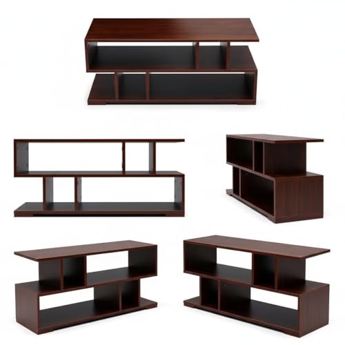 Image of RIZIK STORE Engineered Wood Coffee Table in Walnut Finish | Modern Living Room Center Table Suede Texture | Sofa & Tea Table | DIY Installation | Warranty Protected (Wallnut Brown) (90x40x38.8cm)